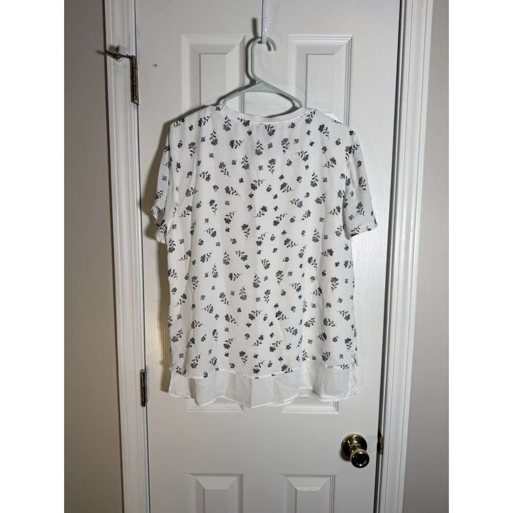 Hilary Radley Floral Layered Top Cottagecore Romantic White Black Women’s M - Picture 3 of 7